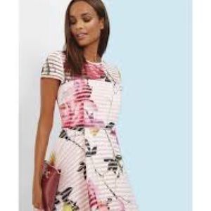 NWT Ted Baker (3) floral capped sleeve dress